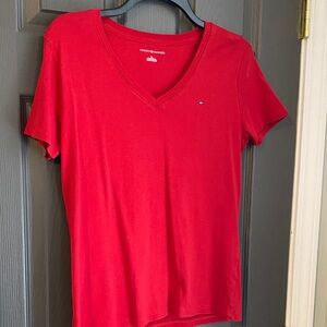 Tommy Hilfiger Red Short Sleeve V-Neck Tee